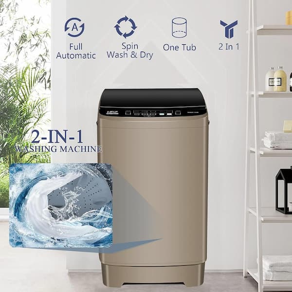 1.38 cu. ft. 17.7 lbs. Full-Automatic Smart Home Top Load Washer, Washing Machine w/ Drain Pump, 10 Wash Program in Gold