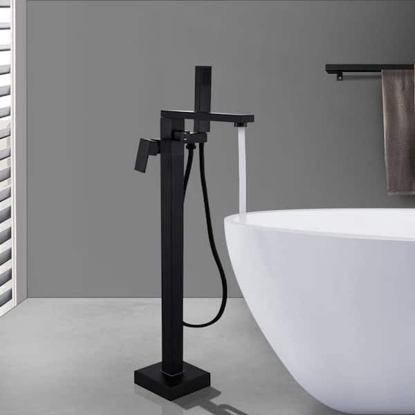 Single-Handle Freestanding Tub Faucet with Hand Shower Head in. Matte Black