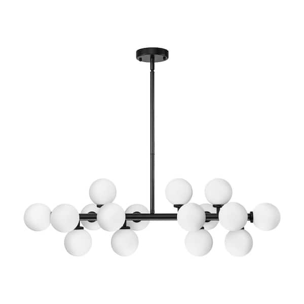 Kaitlyn 16-Light Black Dimmable Sputnik Contemporary Linear Chandelier