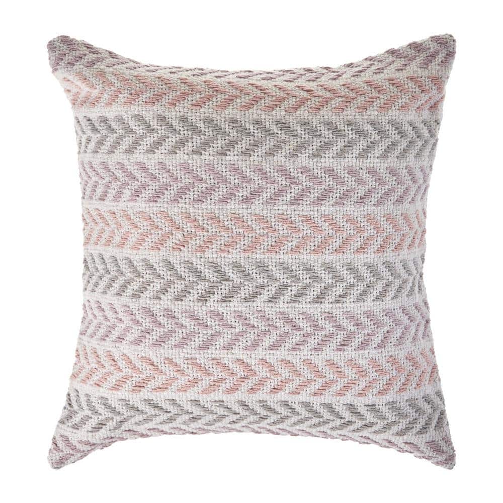 Adina Chevron 18 in. Pastels Lilac and Gray Standard Square Decorative Indo
