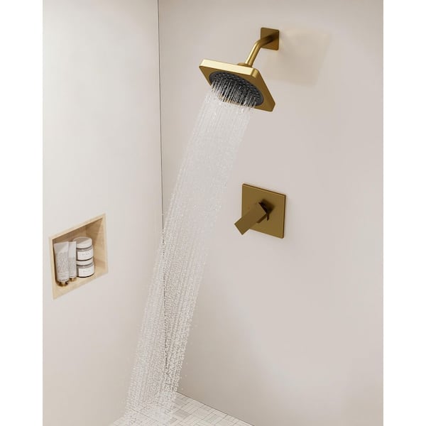 5 in. Single Handle 7-Spray Shower Faucet 1.8 GPM with Anti Scald in Brushed Gold