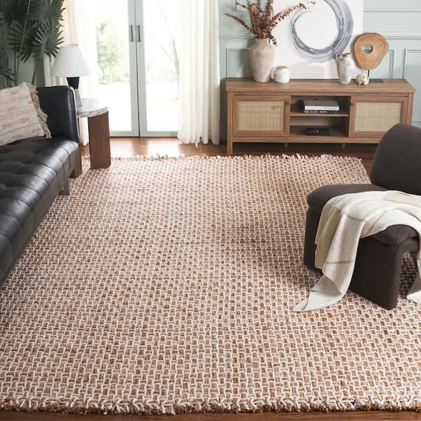 Natural Fiber 8 ft. x 10 ft. Natural/Ivory Woven Thread Area Rug