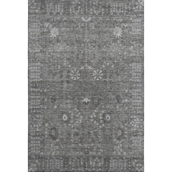 Mayfield Premium Machine Washable Abstract AMF2231 Pewter 3 ft. x 4 ft. Area Rug