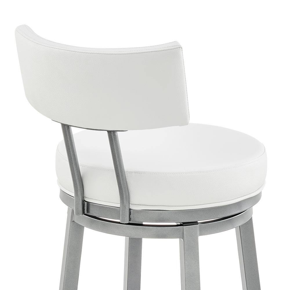 Dalza 26" White Faux Leather Swivel Counter Stool