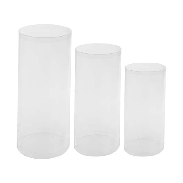 Clear Plastic Cylinder Display Stands Toys Dolls Transparent Dustproof Display Decorative Stands (Set of 3)