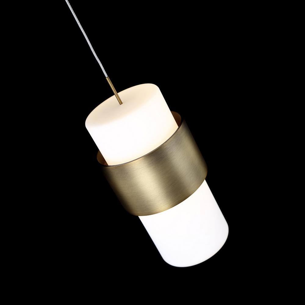 Elegant Aged Brass 9'' LED Pendant with Etched Opal Glass