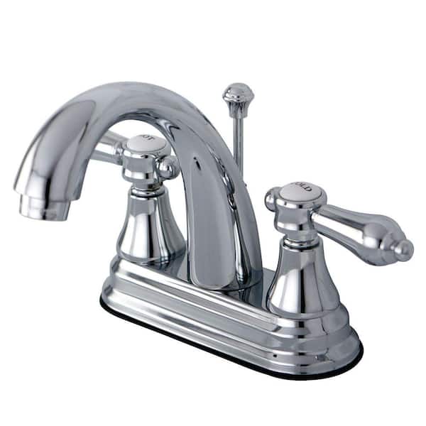 Kingston Brass 4 in. Centerset 2-Handle High-Arc Bathroom Faucet in Polished Chrome