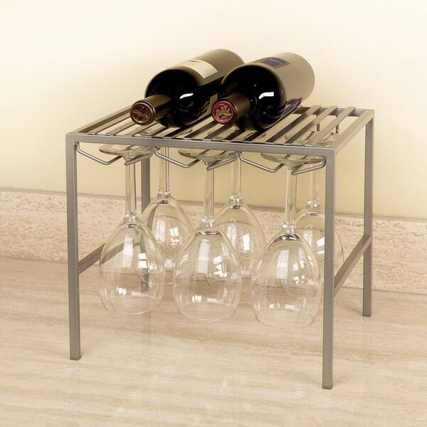 Seville Classics 12.5 in. x 12 in. x 11 in. Platinum Wine Glass Rack with Shelf