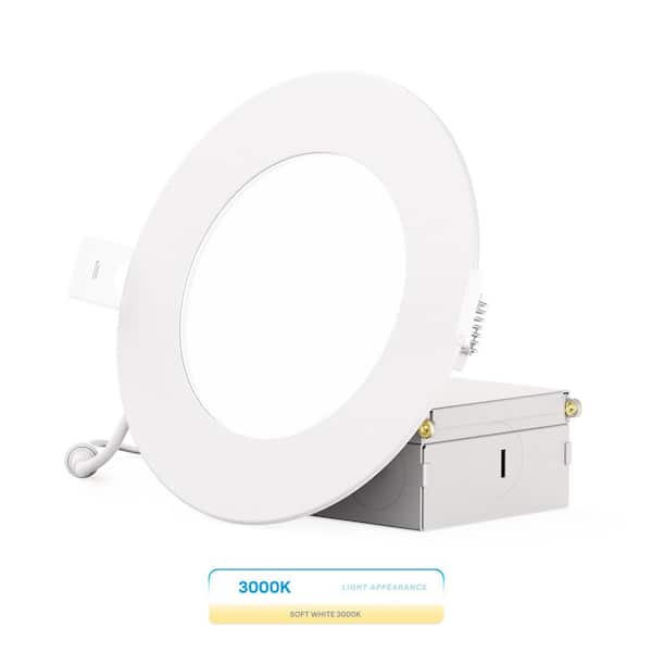 InfiBrite 4 in. Canless 3000K Warm White 9W 750 LM Ultra-Thin New Construction Integrated LED Recessed Light Kit, Wet Rated