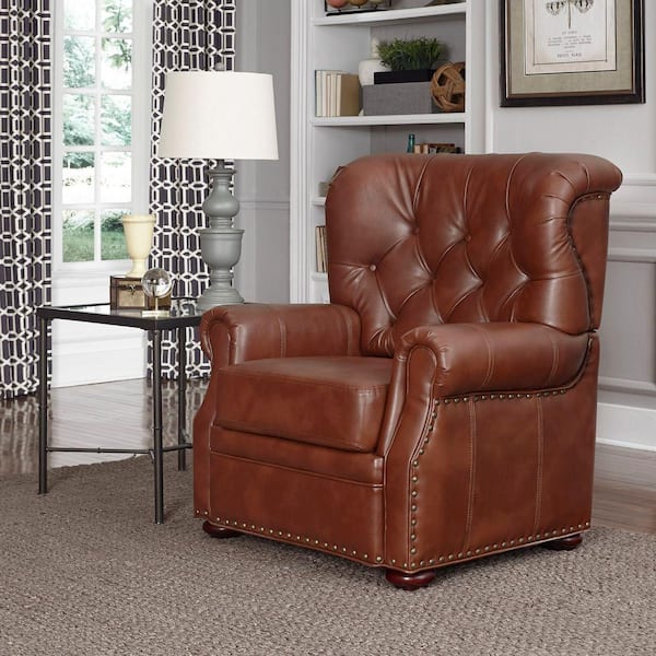 Home Styles Miles Saddle Brown Faux Leather Arm Chair