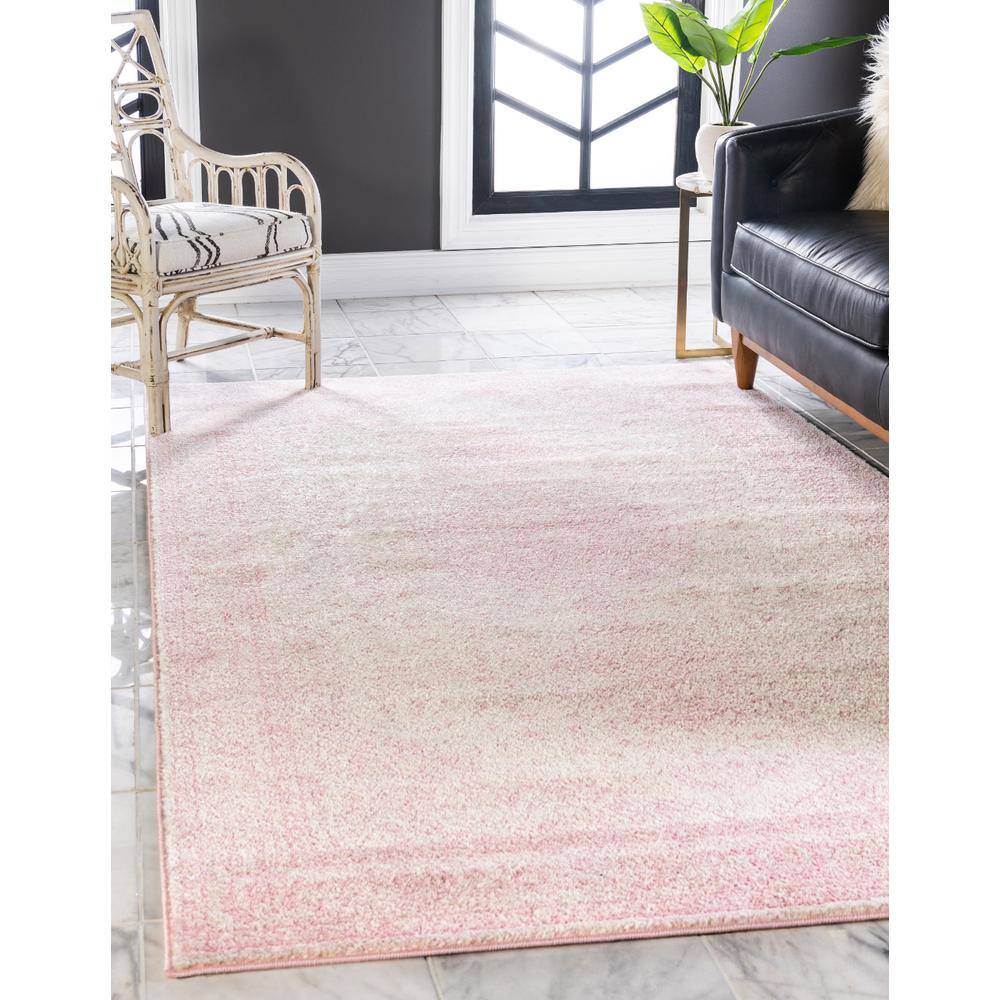 Pink Medallion 9' x 12' Stain-Resistant Synthetic Area Rug
