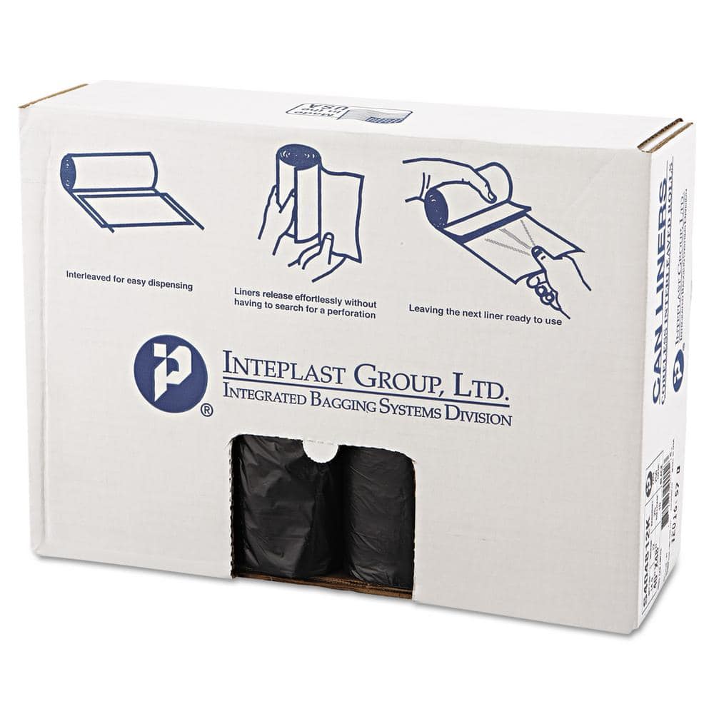 Inteplast Group High-Density Can Liner 40 x 48 45gal 12mic Black 25/Roll 10 Rolls/Carton S404812K