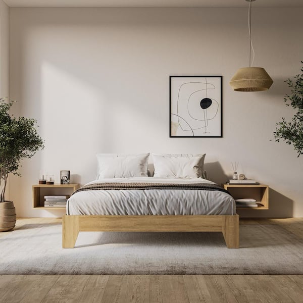 Aiko Brown Wood Frame Queen Platform Bed Frame
