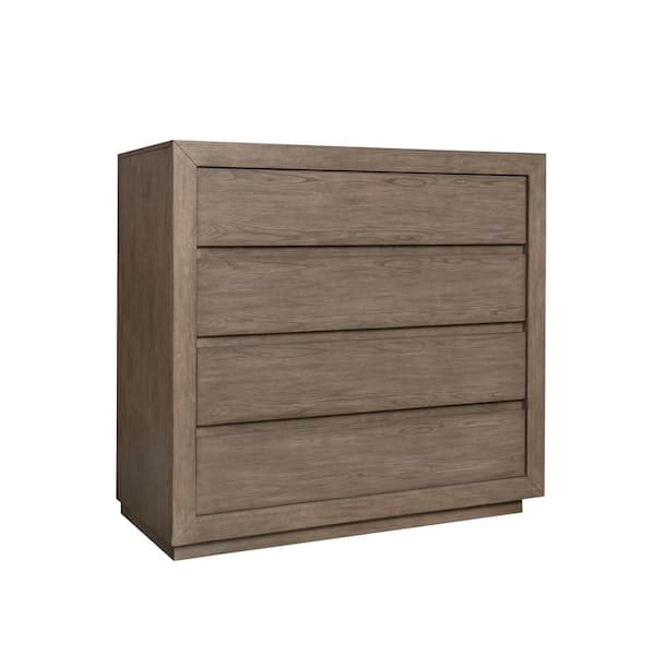 DEVON & CLAIRE Resto 4 Drawer Weathered Gray Queen Chest of Drawers with Oak Veneer Finish