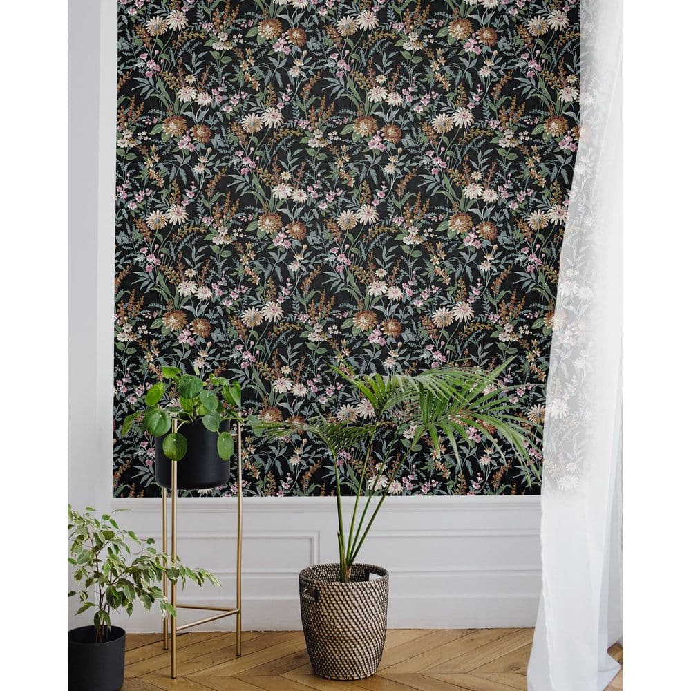 Onyx Vintage Floral Peel and Stick Wallpaper Roll