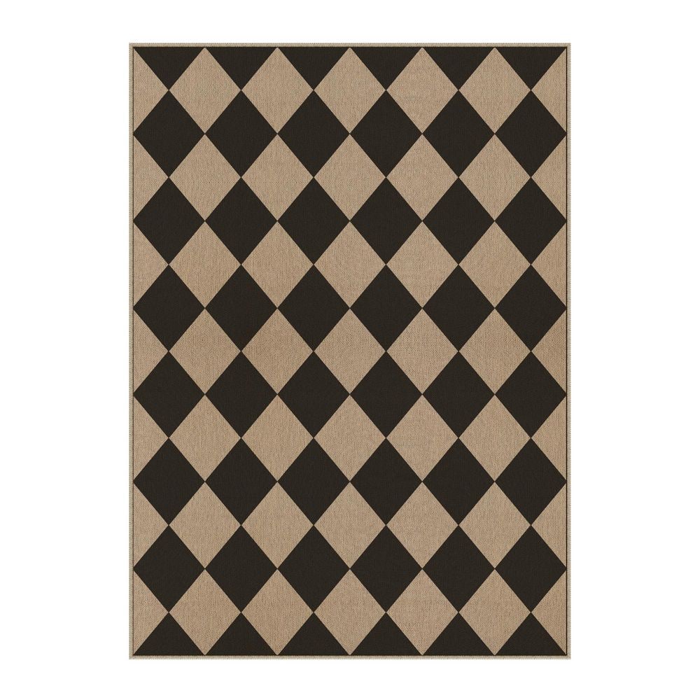 Diamond Grid Linen-look Black/Brown 6 ft. x 9 ft. Checkered Area Rug price history on PriceWatchPro