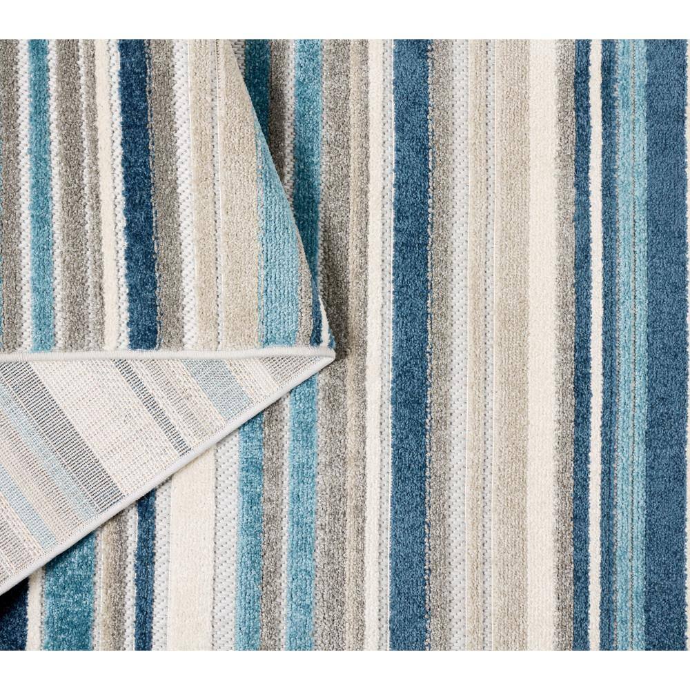 Blue Multicolor Stripe Synthetic Indoor Outdoor Area Rug