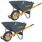 6 cu. ft. Wheelbarrow with Steel Handles and Flat Free Tire (Pack of 2)