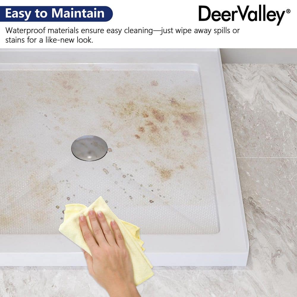 DeerValley 35" White Acrylic Square Shower Base with Center Drain