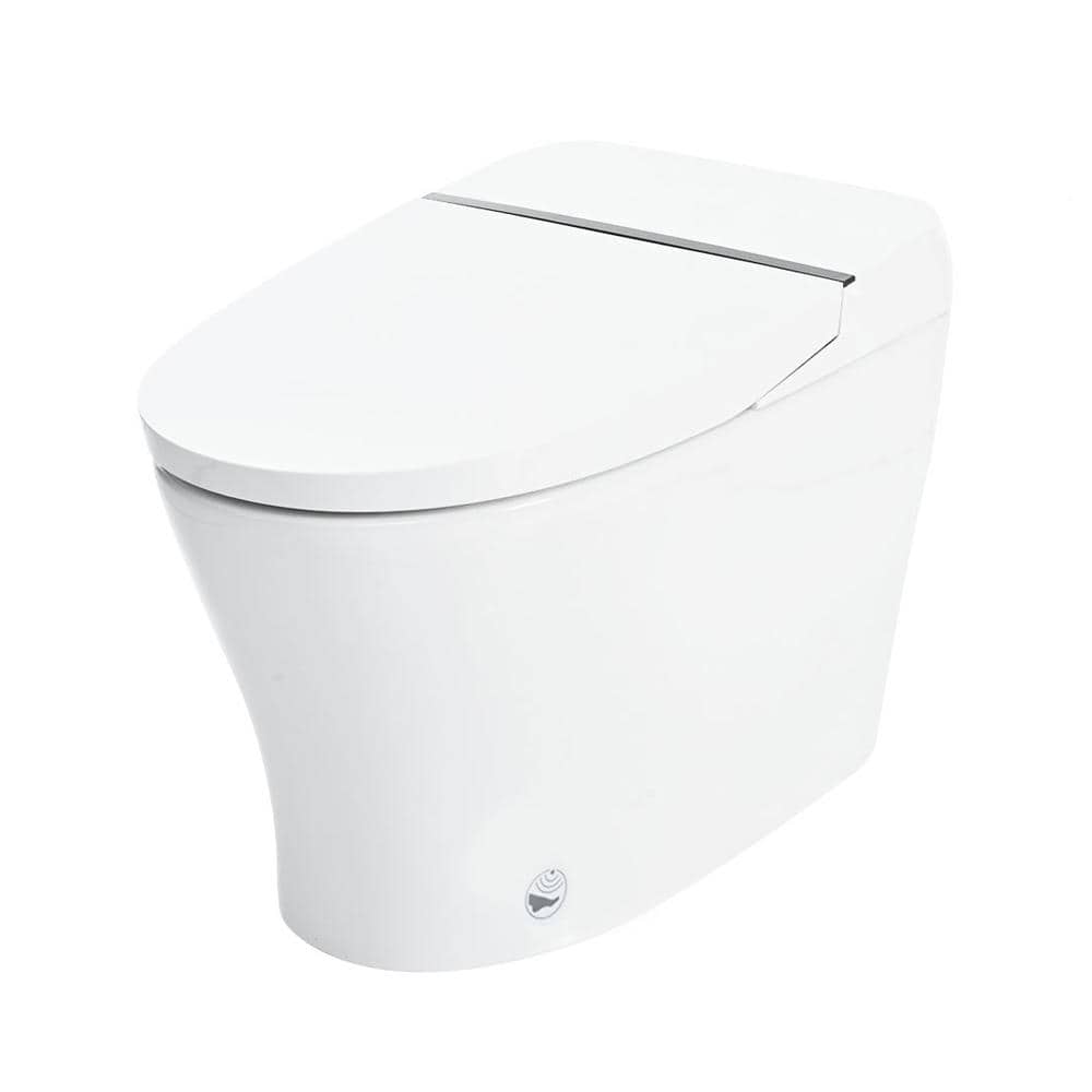 11.8 in. 1-Piece 1.28 GPF Dual Flush Elongated Smart Toilet in White with F