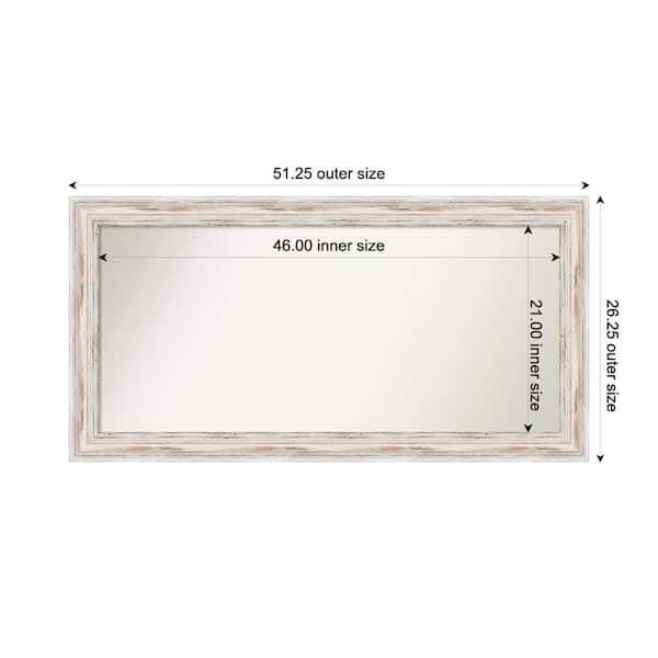 Amanti Art Alexandria White Wash 51.25 in. x 26.25 in. Custom Non-Beveled Wood Framed Bathroom Vanity Wall Mirror