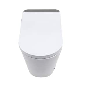 27.5 in. 1.28 GPF Single Flush Elongated Smart Toilet in White w/ Built-in Bidet, Auto Open and Close, LED Display