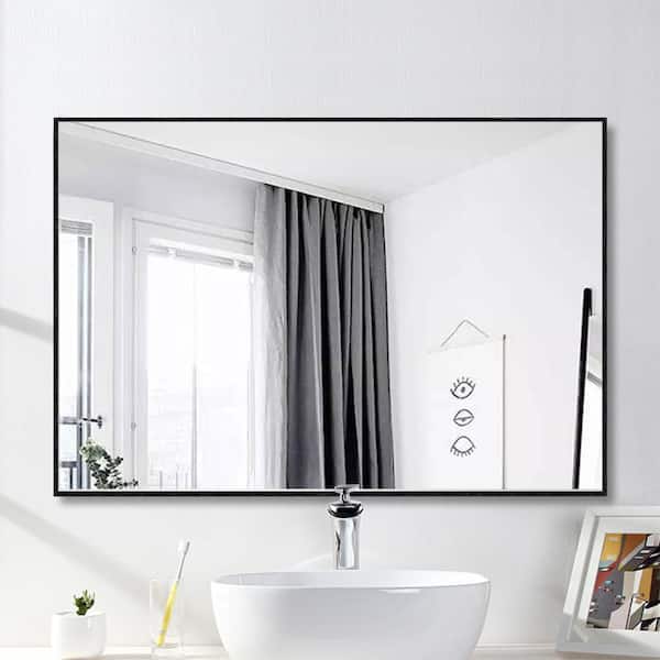 Medium Round Black Hooks Contemporary Mirror (27.5 in. H x 27.5 in. W)  KM700-BLACK - The Home Depot