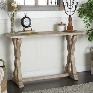 48 in. Brown Extra Large Rectangle Wood Console Table with Distressed Accents