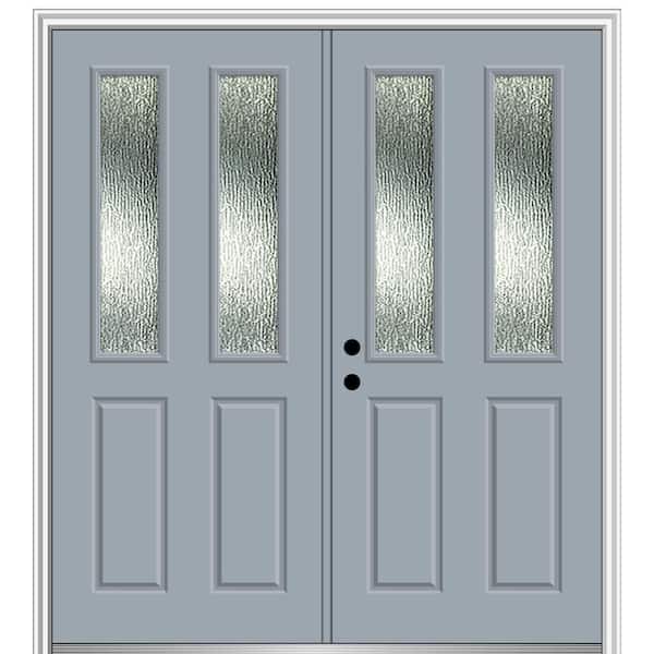 MMI Door 72 in. x 80 in. Right-Hand/Inswing Rain Glass Storm Cloud Fiberglass Prehung Front Door on 6-9/16 in. Frame