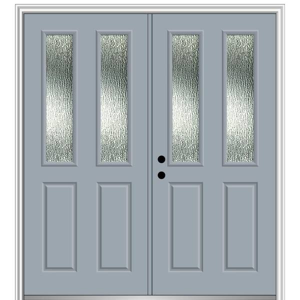 MMI Door 68 in. x 80 in. Right-Hand/Inswing Rain Glass Storm Cloud Fiberglass Prehung Front Door on 4-9/16 in. Frame