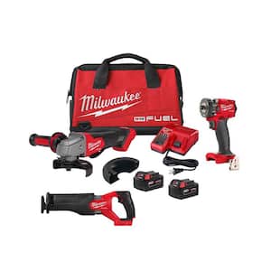 M18 FUEL 18V Lithium-Ion Brushless Grinder & 3/8 in. Impact Wrench Combo Kit (2-Tool) with SAWZALL Reciprocating Saw