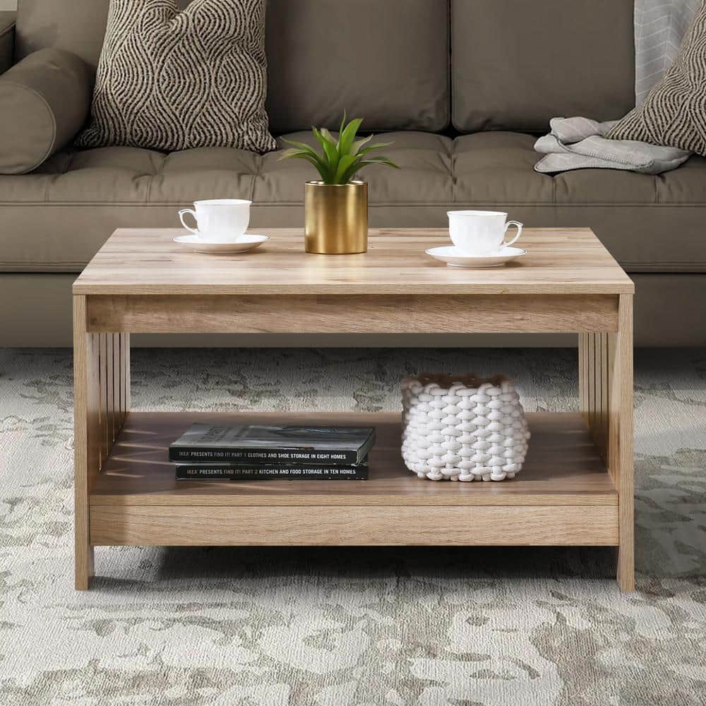 31.5 in. Oak Square Wood Coffee Table