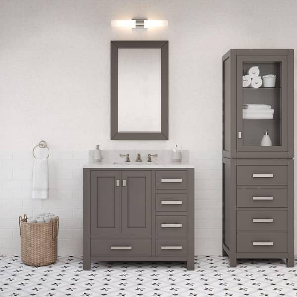 Madison 36 in. W x 21.5 in. D x 34 in. H Single Sink Bath Vanity in Cashmere Grey with Carrara White Marble Top