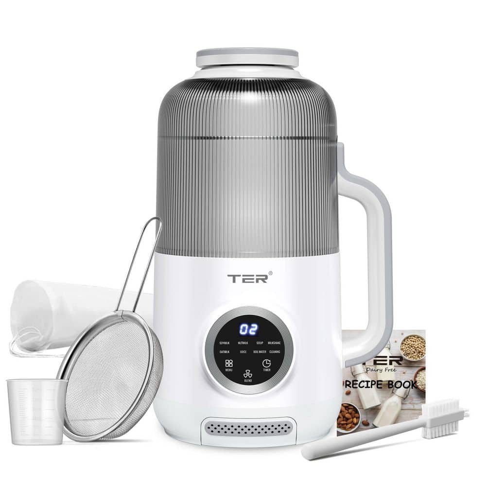 800 W 40 oz. Stainless Steel White Blender Milk Makers with Adjustable Speed Control Keep Warm Setting Self Cleaning