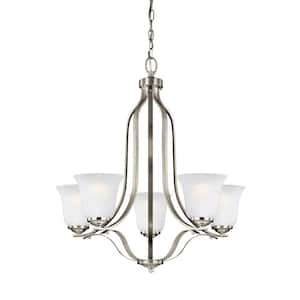 Emmons 5-Light Brushed Nickel Traditional Transitional Hanging Bell Chandelier