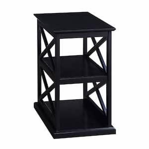 Coventry 14 in. W Black Rectangle Wood Chairside End Table with Shelves