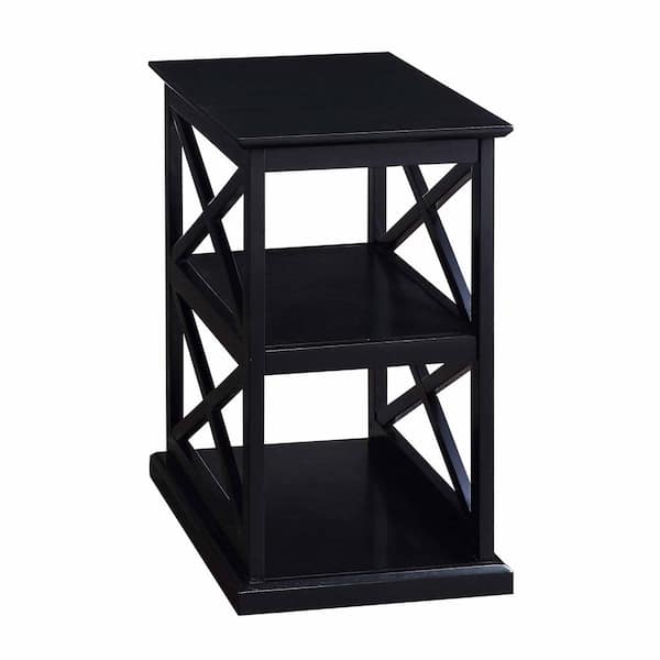 Convenience Concepts Coventry 14 in. W Black Rectangle Wood Chairside End Table with Shelves