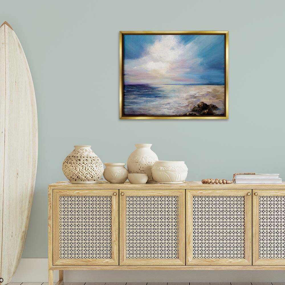 Serene Clouds Over Beach by Karen Hale Gold Floater Frame Nature Graphic Art Print 25 in. x 31 in. price history on PriceWatchPro