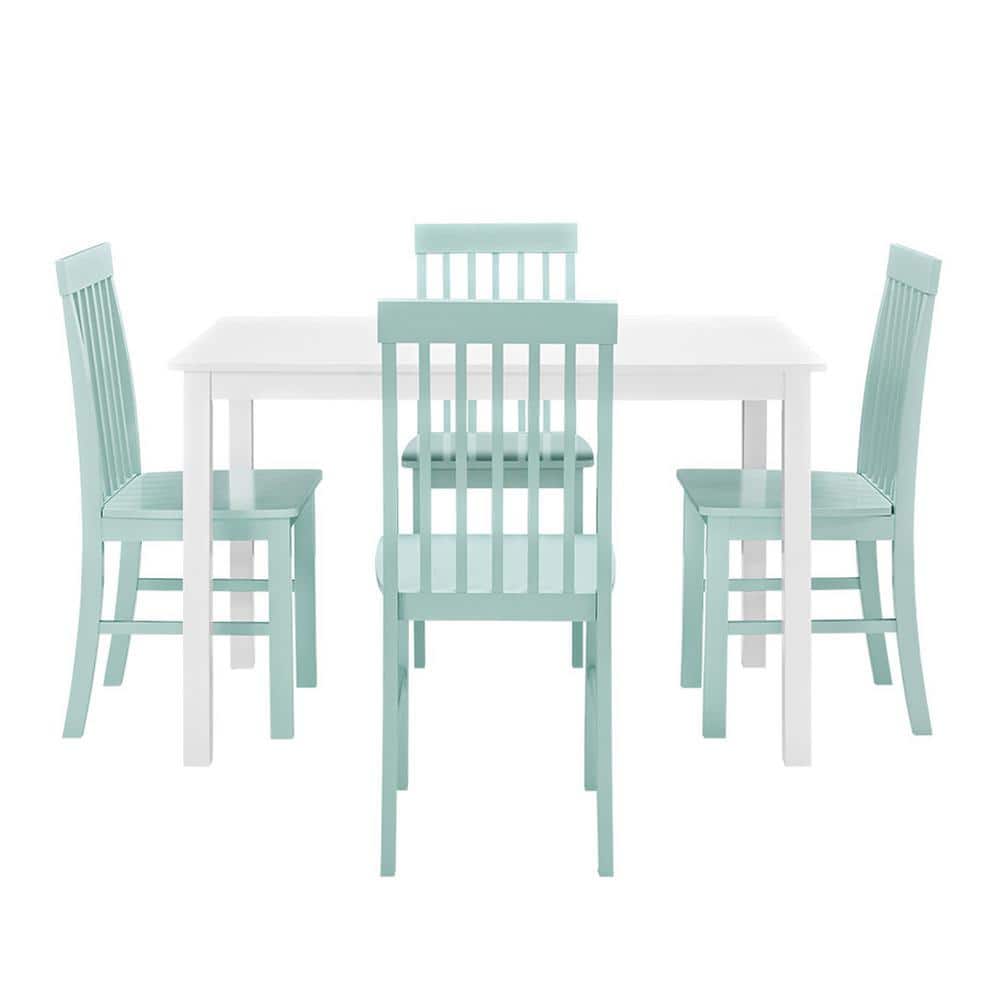 White and Sage Rubberwood 5-Piece Dining Set