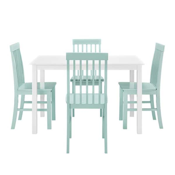 Walker Edison Furniture Company 5-Piece Modern Farmhouse Dining Room Set - Solid White/Sage