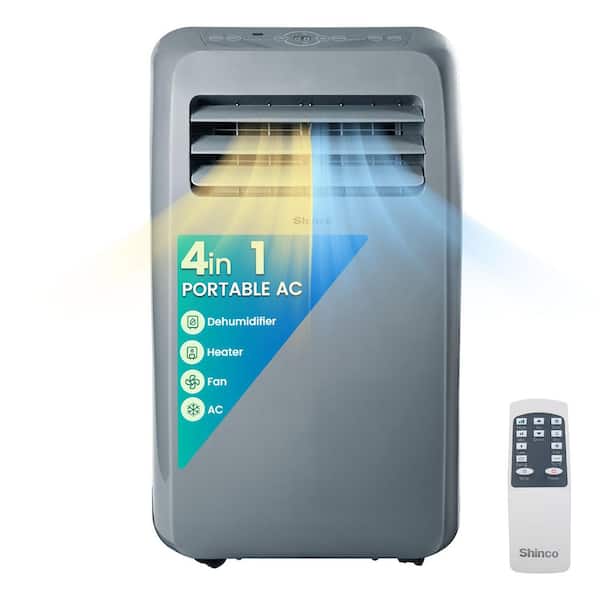 4-In-1 Cools/Heats 450 sq. ft. 12,000 BTU (ASHRAE) Portable Air Conditioner with Heater & Dehum & 3-Speed Fan, Swing