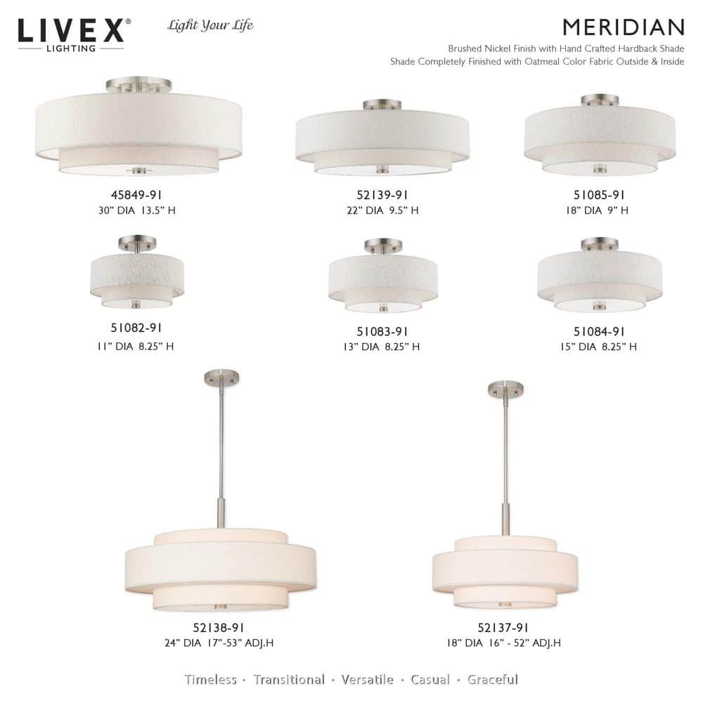 Meridian Brushed Nickel 5-Light Indoor/Outdoor Drum Pendant