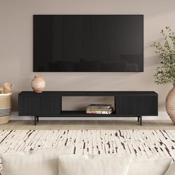 Meyer&Cross Lucien 69.63 in. Black Grain TV Stand Fits TV's up to 78 in.