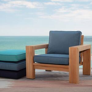 Oasis 26 in. x 30 in. Plush 2-Piece Deep Seating Outdoor Lounge Chair Cushion in Chambray Blue