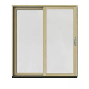 72 in. x 80 in. W-2500 Contemporary Bronze Clad Wood Left-Hand Full Lite Sliding Patio Door w/Unfinished Interior