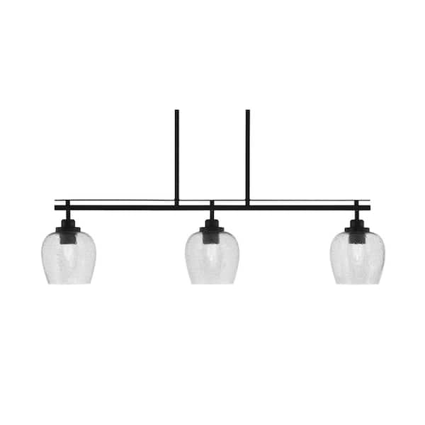 Unbranded Monroe 3-Light, Matte Black Billiard Light, Any room with 6 in. Smoke Bubble Glass Shades no bulbs included