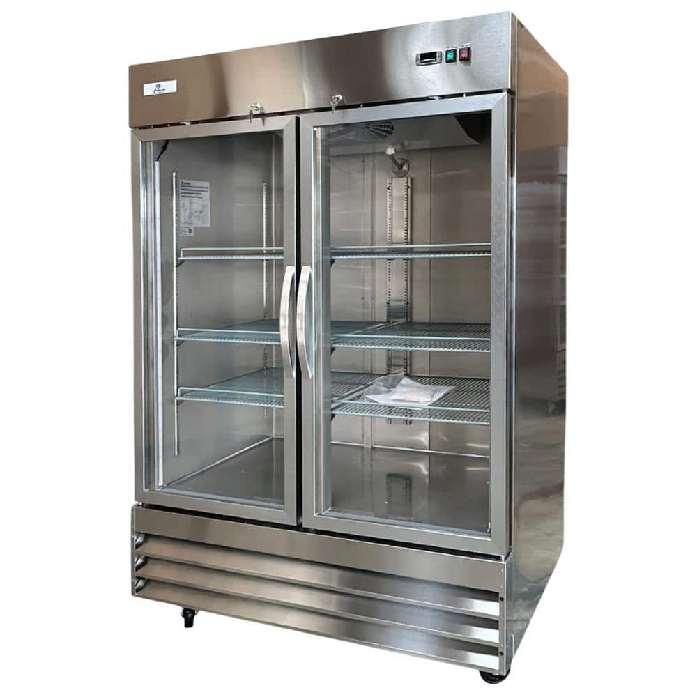 Refrigerador comercial de vidrio de 2 puertas con marco de metal  Merchandiser Display Cooler Case Nevera NSF, montaje inferior, 53 pulgadas  de ancho