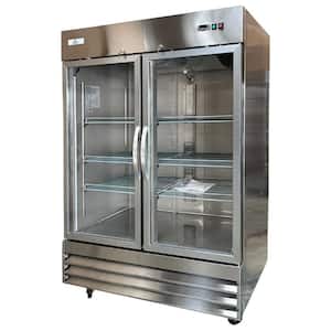 47 cu. ft. 2 Glass Door Refrigerator Display Reach-In Upright Commercial Merchandiser in Stainless Steel