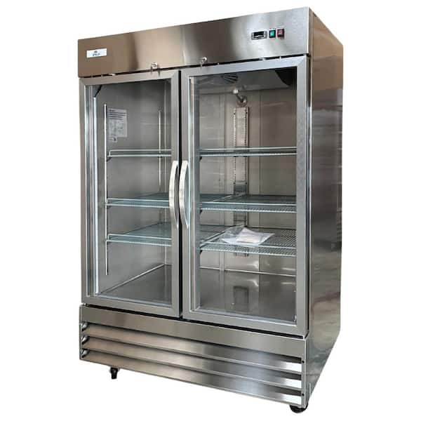 Cooler Depot 47 cu. ft. 2 Glass Door Refrigerator Display Reach-In Upright Commercial Merchandiser in Stainless Steel