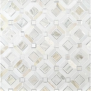 Milano Silver Pattern 11.85 in. x 11.85 in. x 8mm Stone Metal Blend Mesh-Mounted Mosaic Tile (9.8 sq. ft./Case)